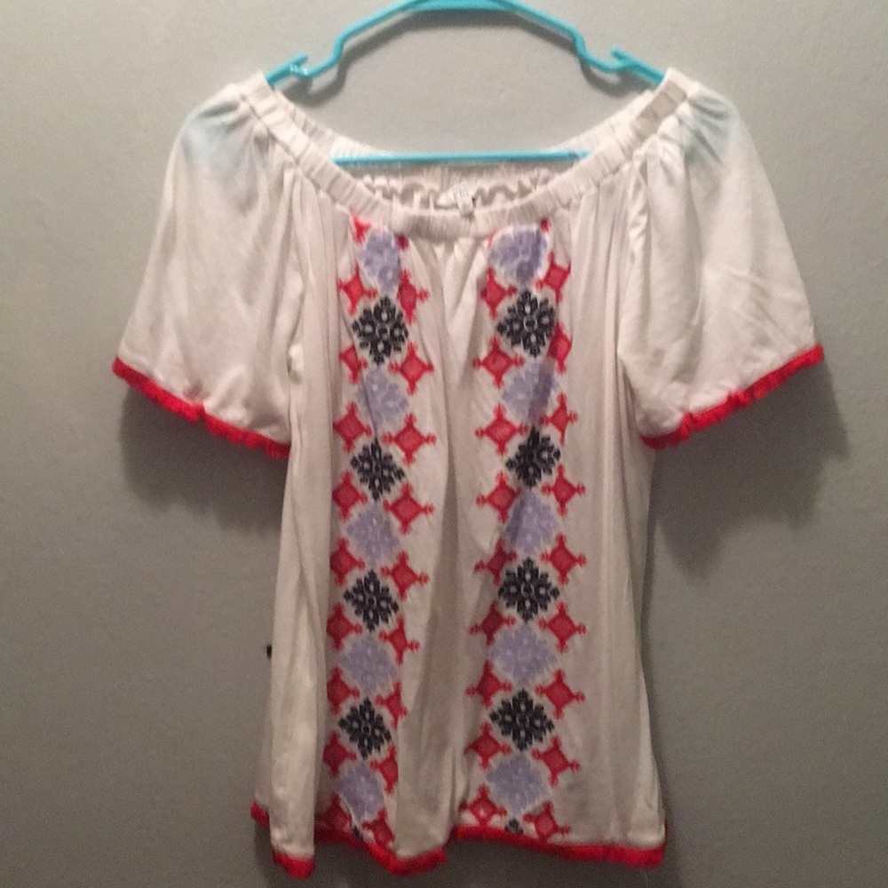 Short sleeve top with fringe sleeve & bottom